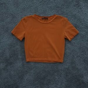 orange ZARA crop top